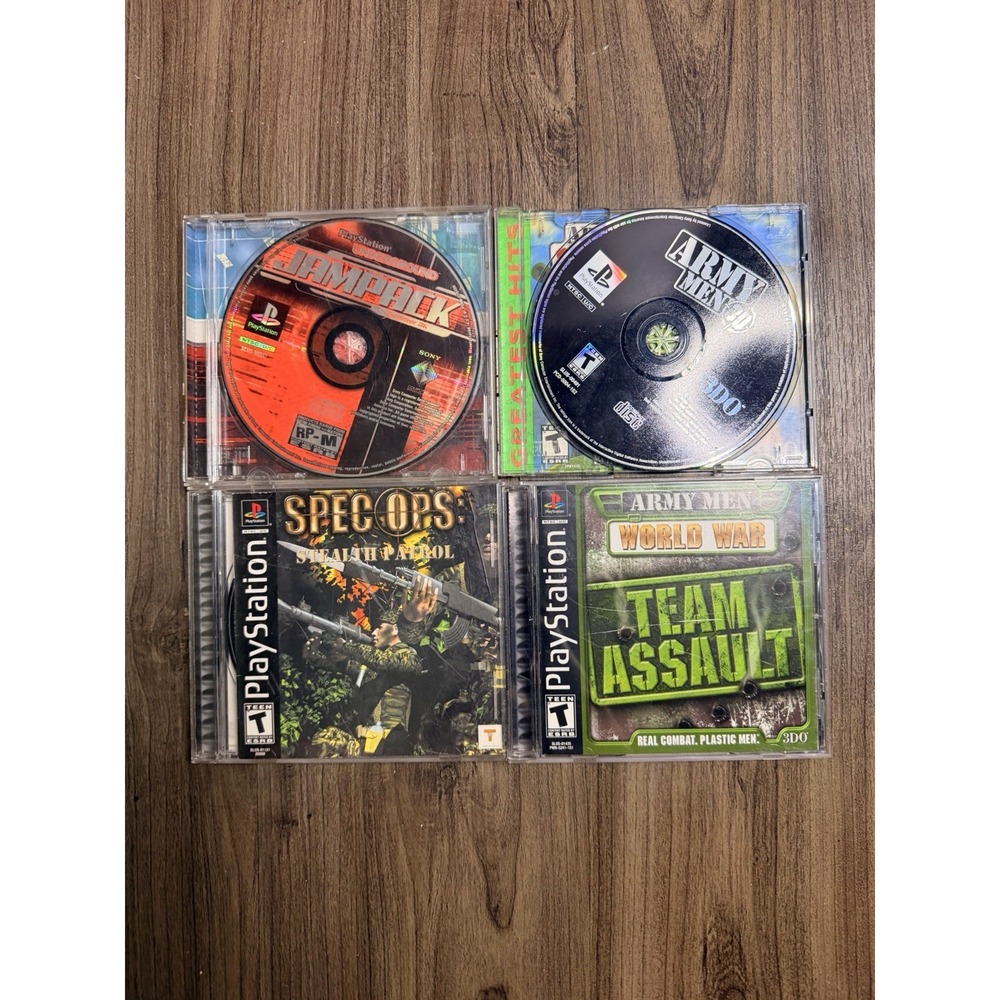 PS1 PlayStation Games Lot 4 Discs Army Men Spec Ops Jampack